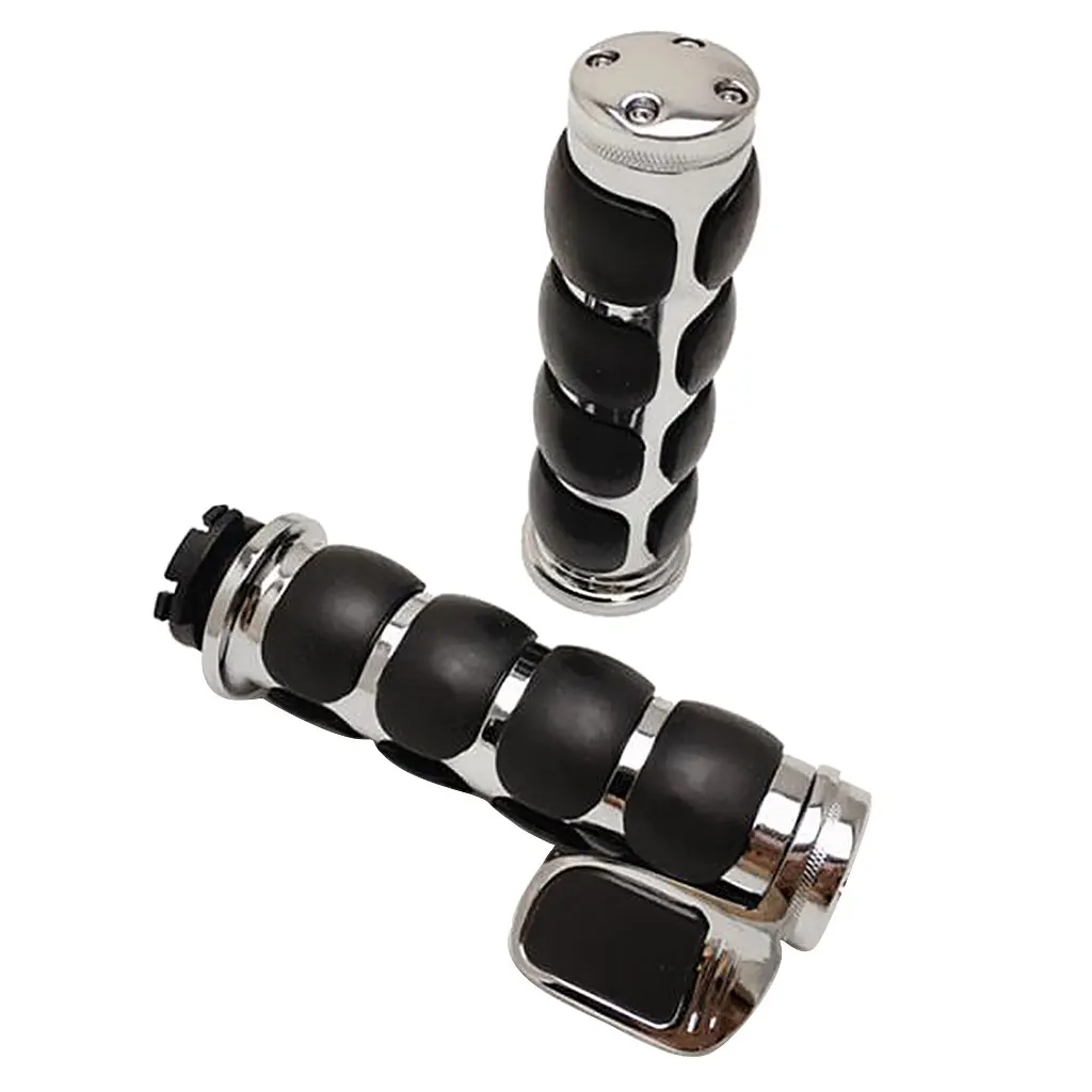 Pair Universal 114F Motorcycle Bike Aluminum Hand Grips for 1`` Handlebar End