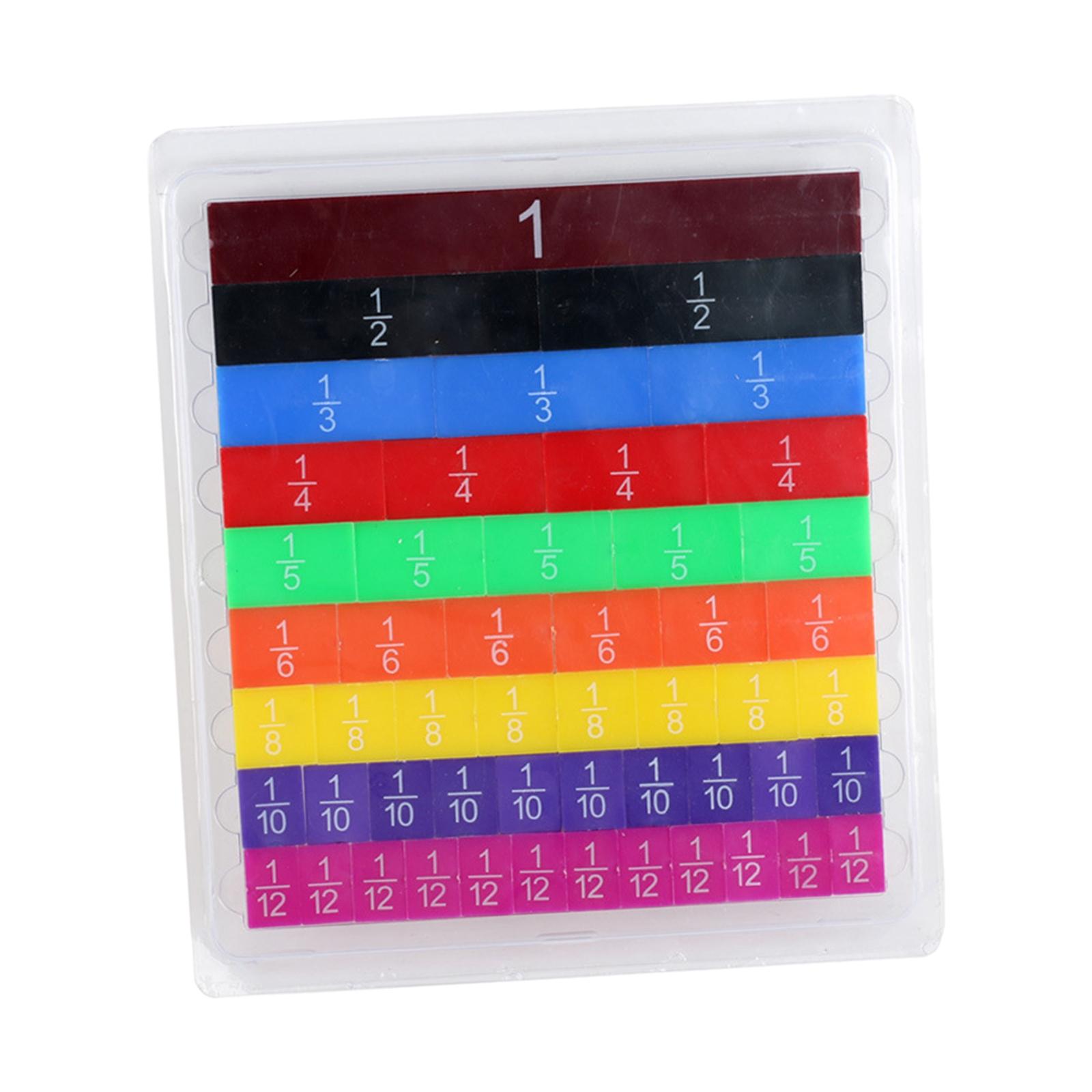 51Pcs Fraction Games Visual/tactile Learning Unit Fraction Fraction Tiles for Girls Boys Children Toddlers Ages 6+ Kids