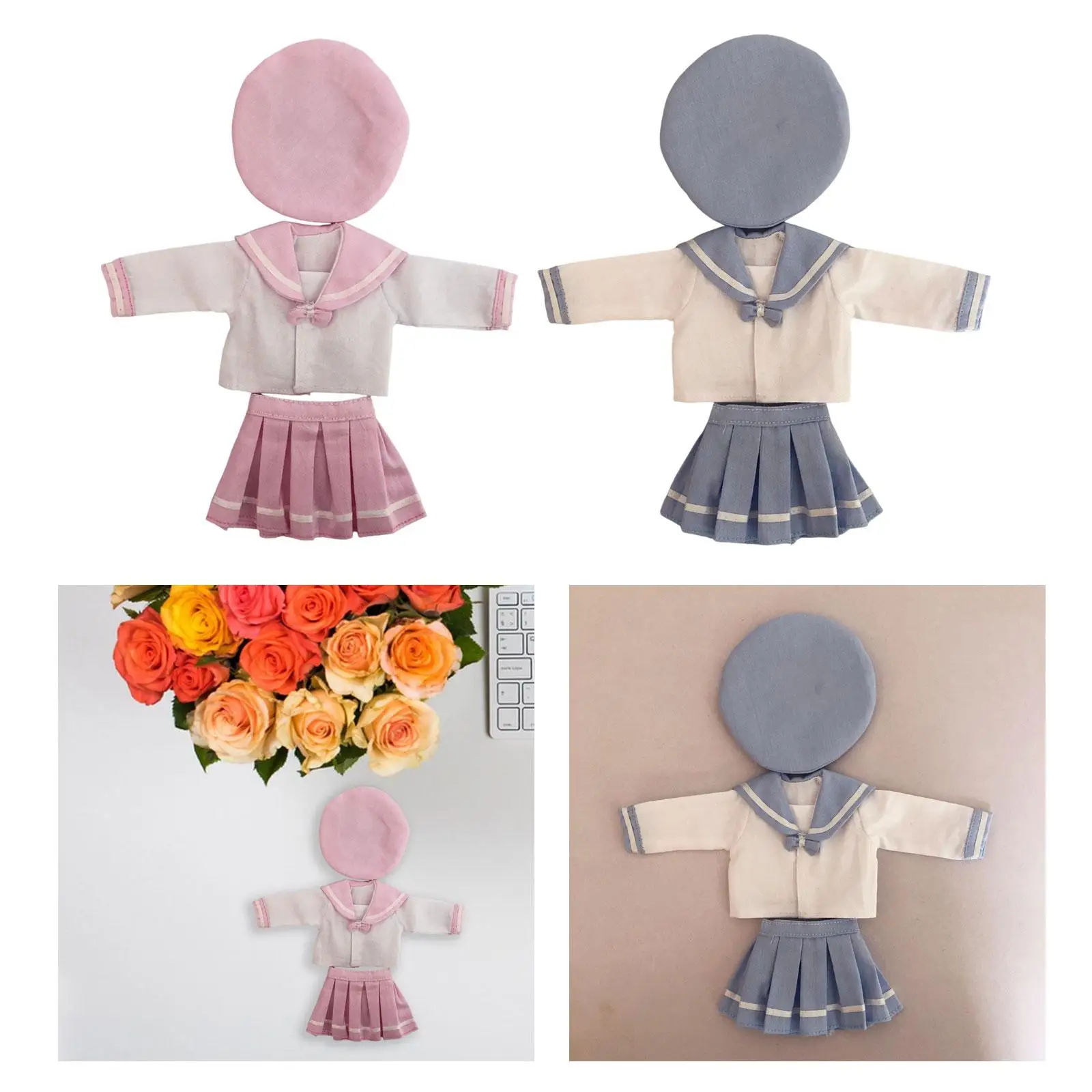 Doll Clothes Dress Set Daily Wear Clothing Uniforms Costume Pleated Skirt for 1/6 12inch Baby Doll Girl Toy Birthday Gift