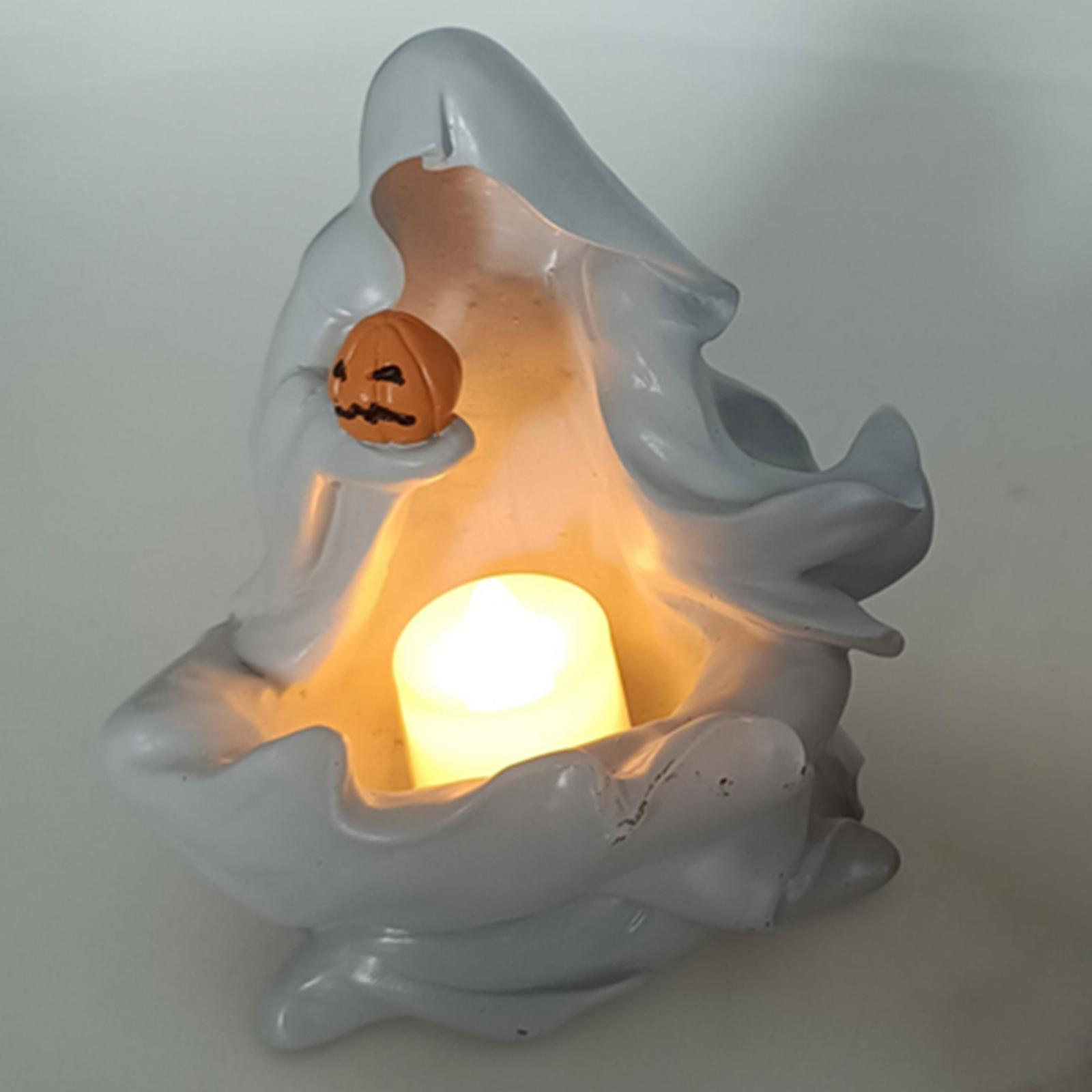 Witch Pumpkin Light Statue Halloween Decoration Figurines for Indoor Entrance Living Room