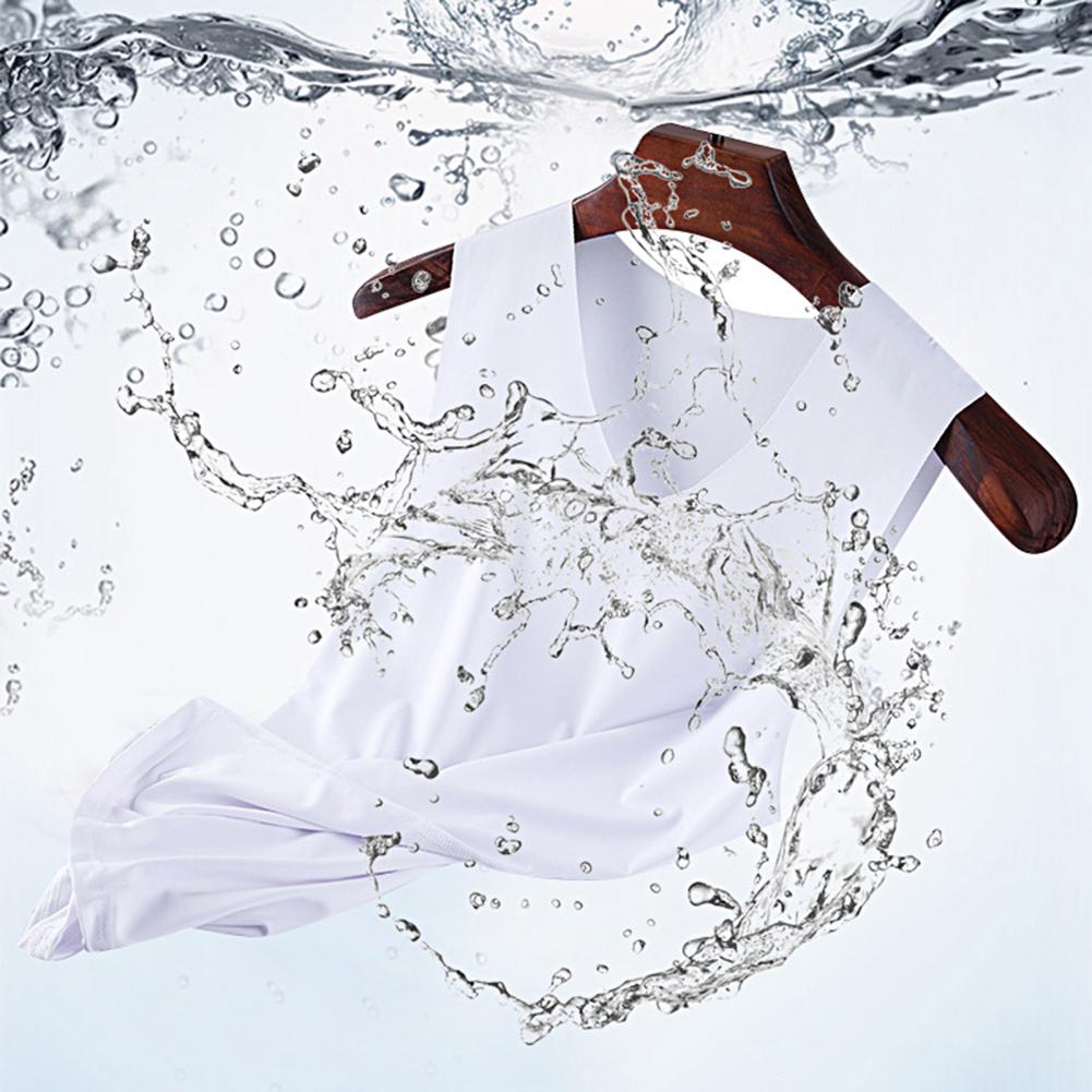 Men Vest Sleeveless V-Neck Quick Dry Ice Silk Vest T-Shirts Tank Top for Daily Wear