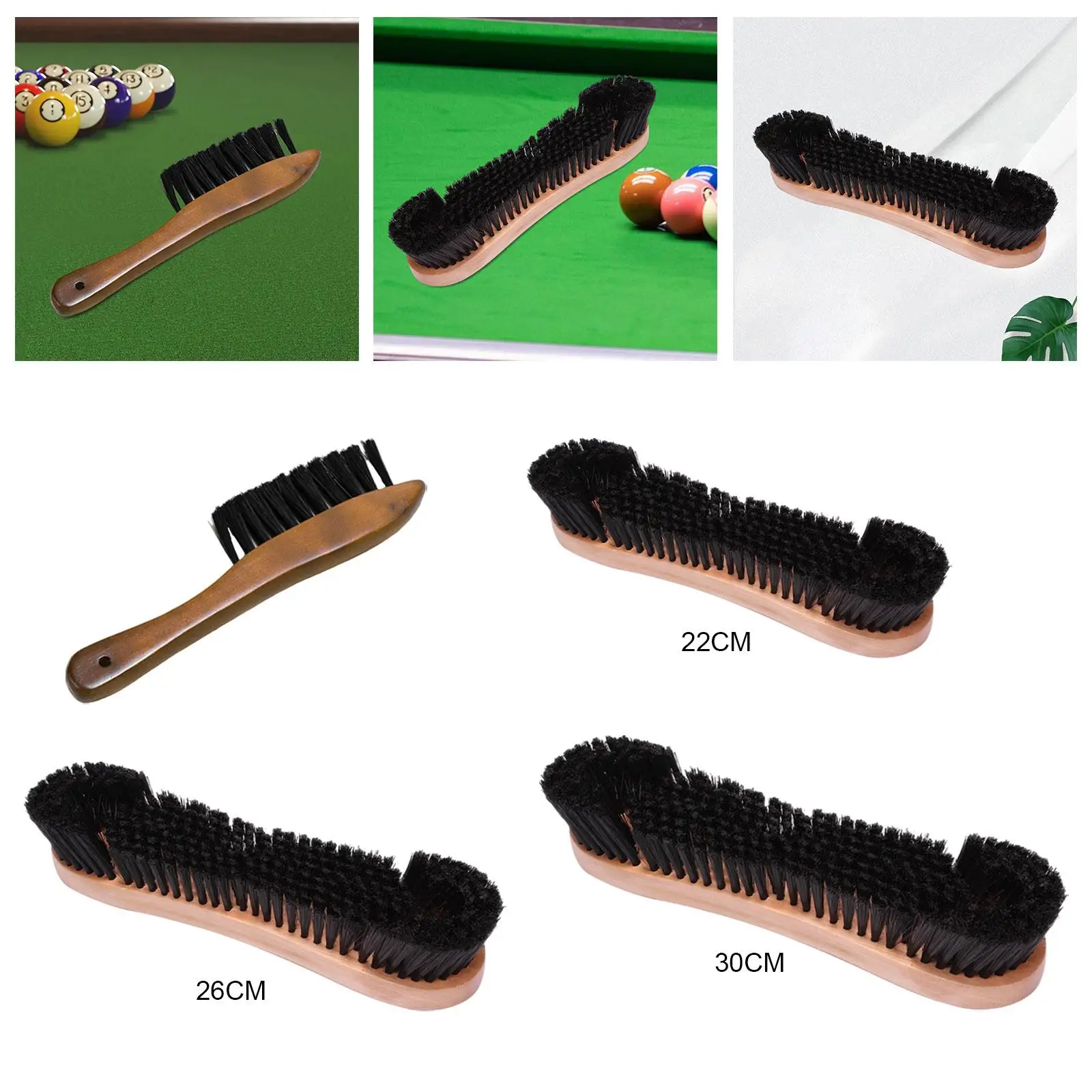 Pool Table Brush Cleaner, Snooker Billiards Pool Table Rail Brush with Wooden Handle, Billiard Table Cleaning Tool Supplies
