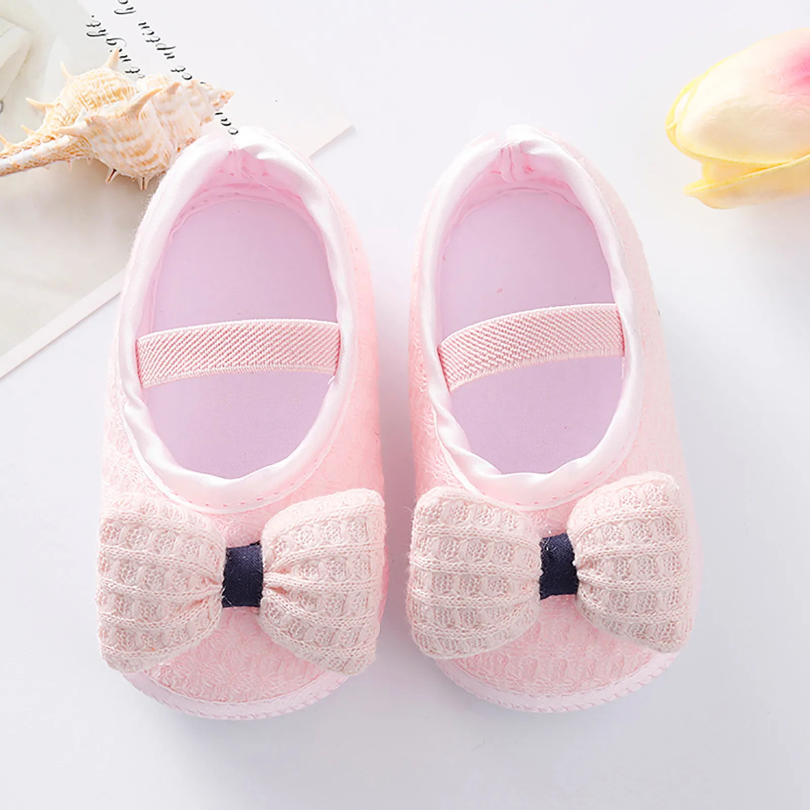 Siyova Bowknot Chaussures pour bébé avec semelle souple en polyuréthane antidérapante princesse pour fille pour garçon fille 