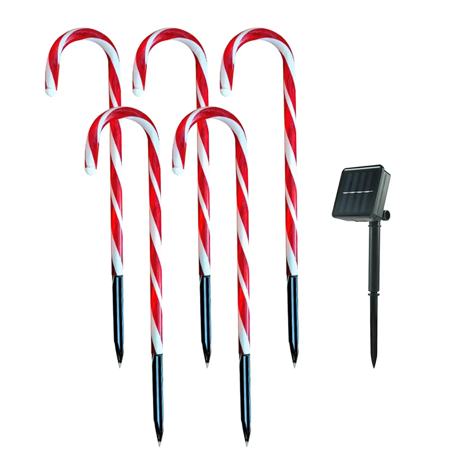 Christmas LED Lamps with Ground Stakes Candy Cane Solar Lights for Lawn Xmas