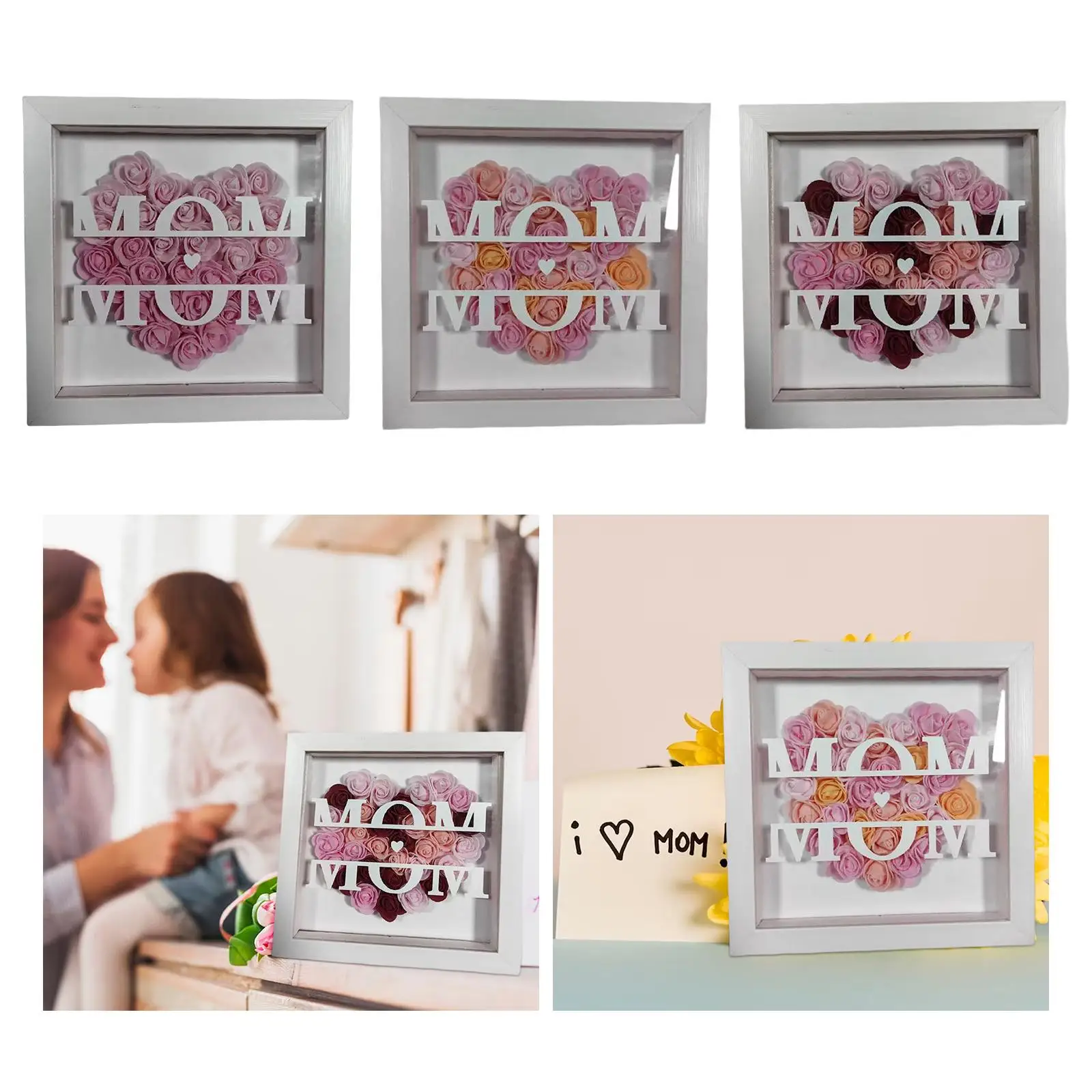 Personalized Mom Flower Shadow Box for Festivals Living Room Mothers Day
