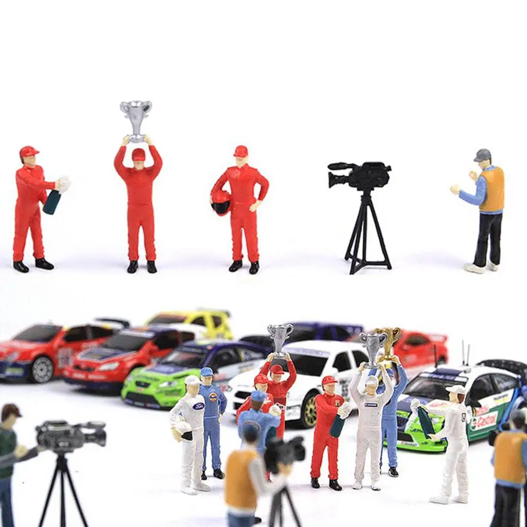 5pcs 1/64 Mini Model Race Car Driver People and Cameraman Figures for , Siku, , Fire wheel