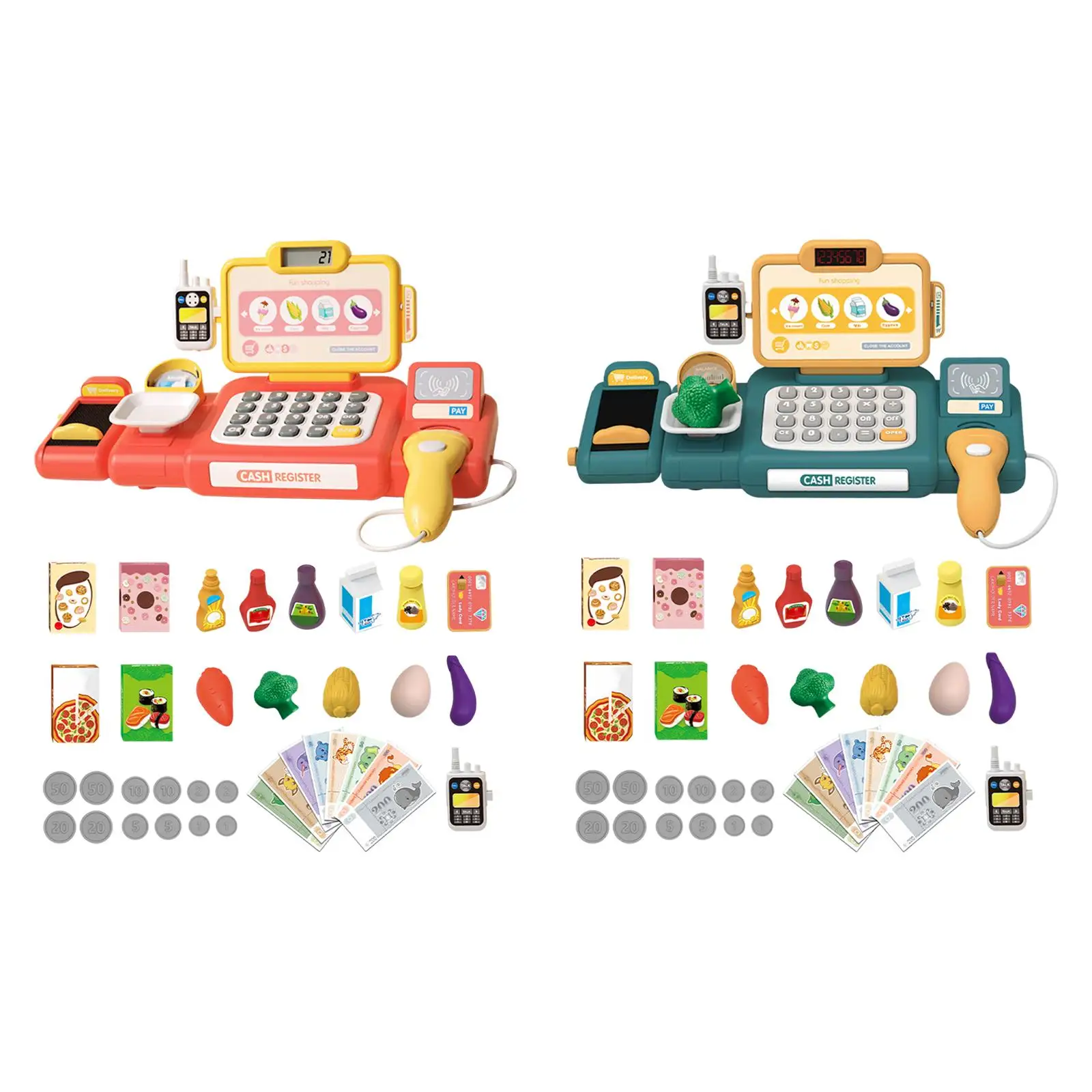 Children`Supermarket Store Toys Cash Register Store Pretend Play Supermarket Cash Register Playset for Baby Gifts