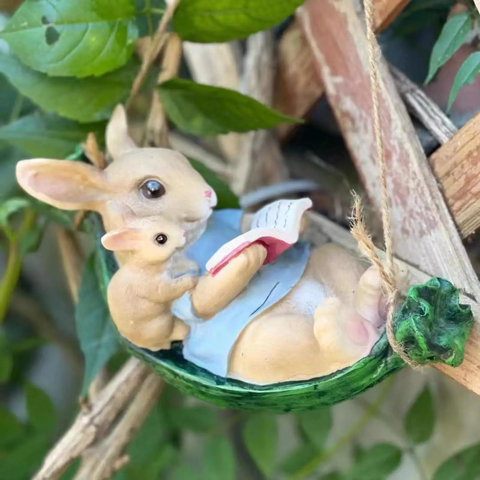 Indoor Outdoor Cute Hanging Rabbits Funny Simulation Animal Patio Yard Decor