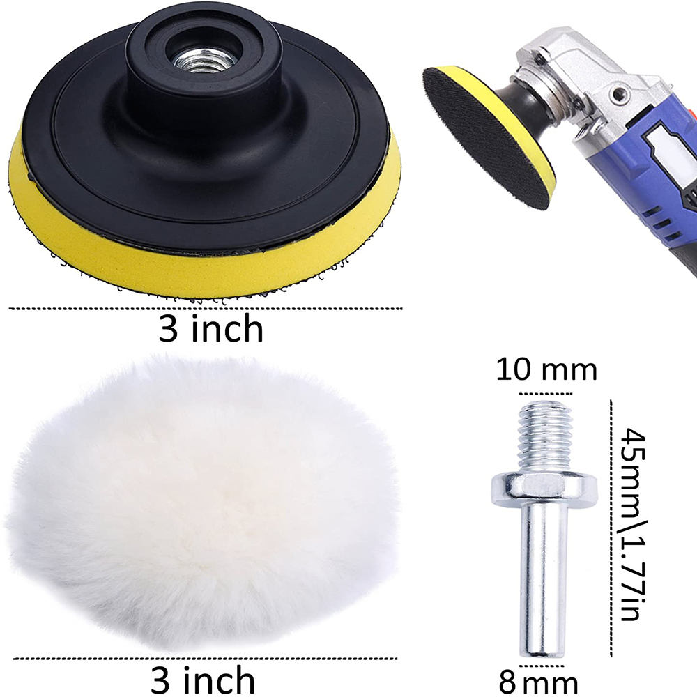 Car Polishing Sponge Pad Kit Wool Waxing Buffing Sponge Abrasive Disc Sandpaper For Sanding Headlight Refurbish Auto Detailing