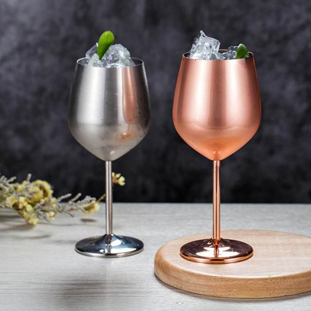 Wine glasses set of 2 made of stainless steel copper, metal wine glass, red  wine goblet, cocktail goblet, white wine champagne glasses stainless steel,  rose gold 500ml red wine glasses 2 pieces 