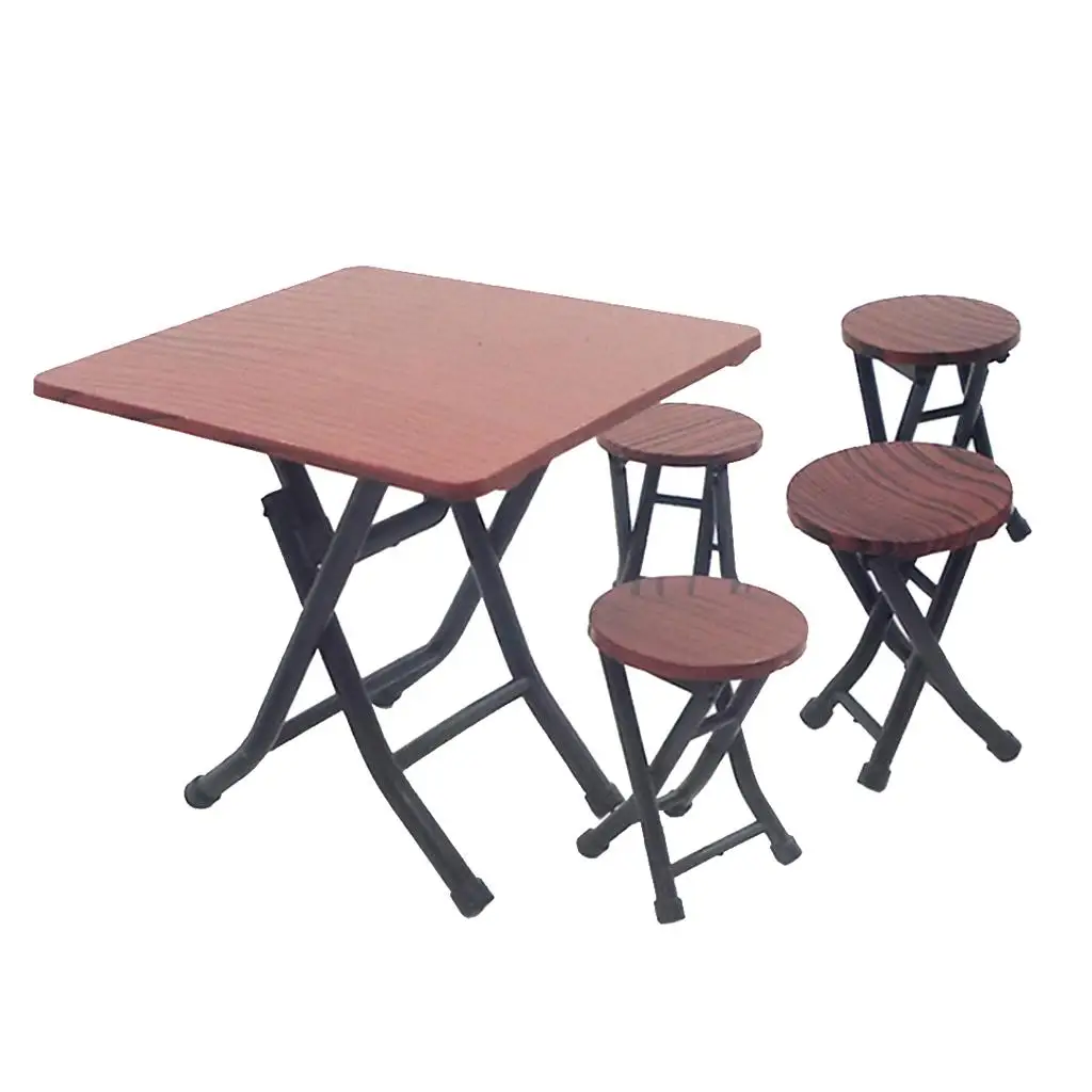 Kids Plastic Brown Table and Chairs Set (4 Chairs and 1 Table)