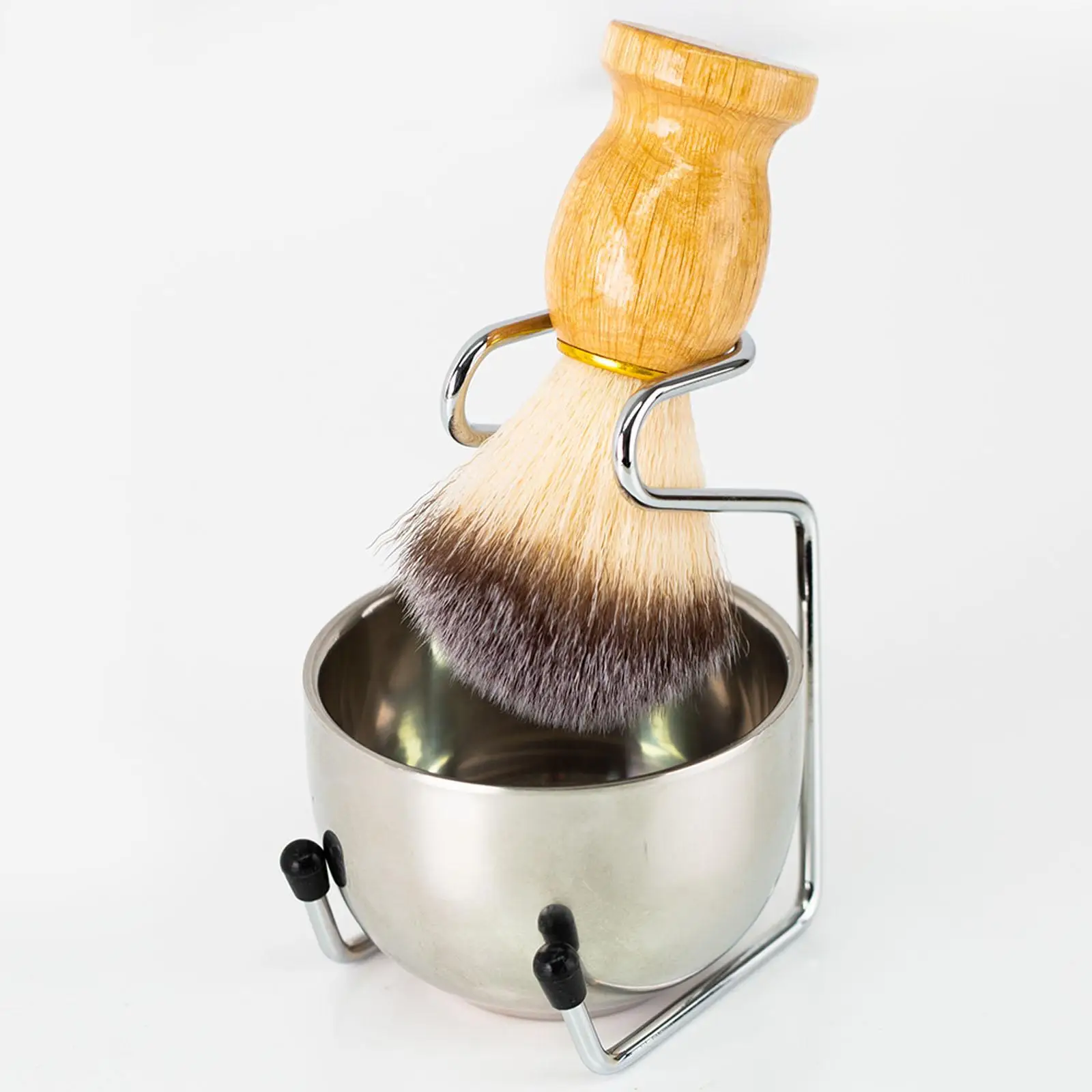 Wet Shaving with Shave Brush Stand Mug Solid Wood Handle Easy to Install