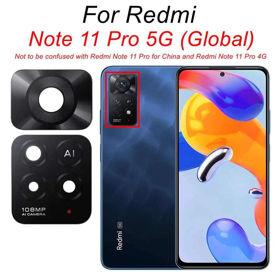 2pcs Main Back Camera Glass For Xiaomi Redmi Note 11 Pro+Plus 5G Rear Camera Glass Lens Cover Replacement For Redmi Note 11T 11S phone frame transparent