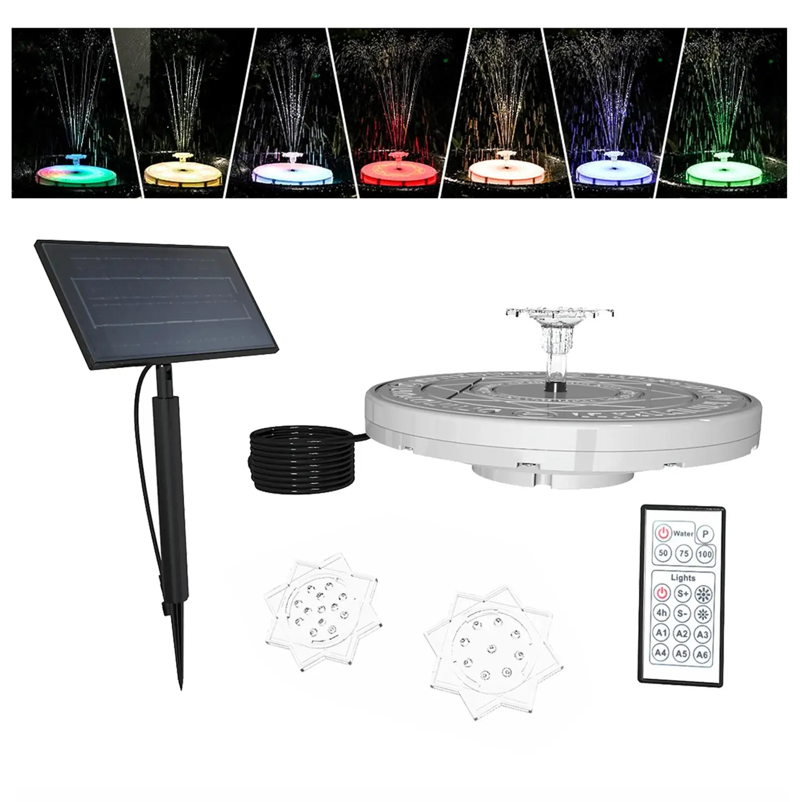 Solar Fountain Lights Adjustable Spray Height Solar Bird Bath Fountains for Fish Tank