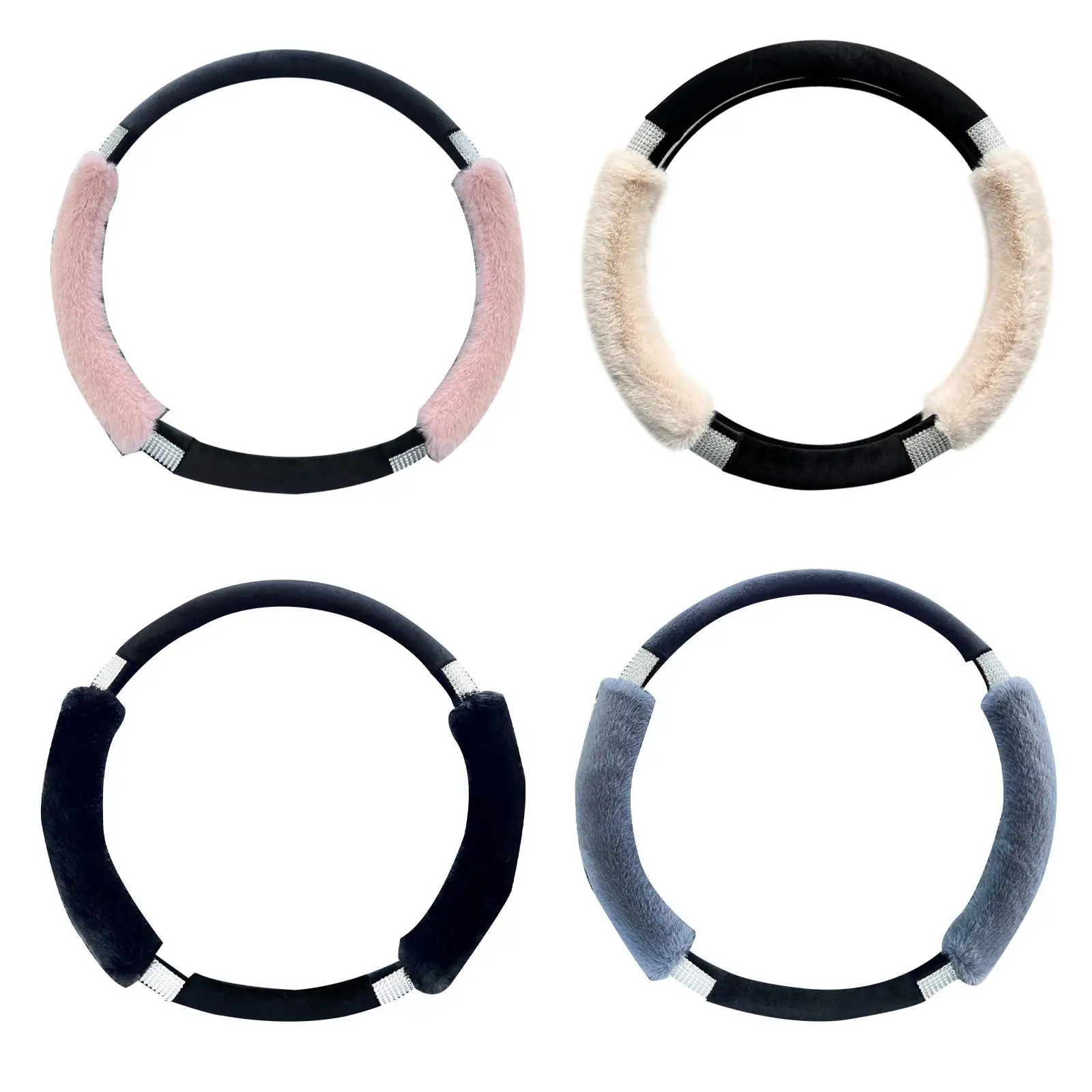 Car Steering Wheel Cover Protector Plush 15 inch Odorless Soft Classic Durable Winter Warm