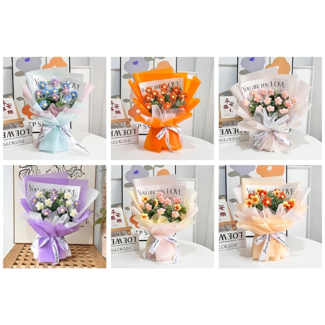 Crochet Flower Bouquet Handwoven Flowers Decorative Ornaments Supplies for  Bedroom Bathroom Room Decoration Gift - AliExpress