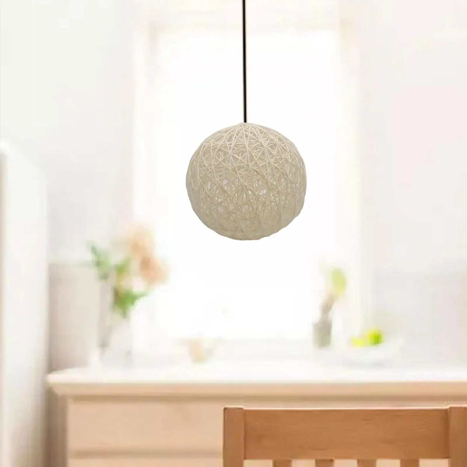 Ceiling Pendant Light Shade Chandelier Lamp Shade Lamp Holder Lantern Rustic Paper Rope Ball Lampshade for Tea House dining