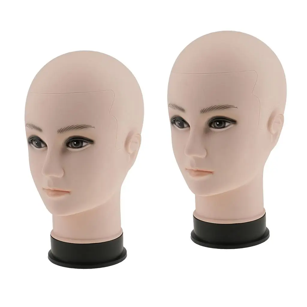 2x Male Hair  Display Head Model For Toupee  Headphone Hat