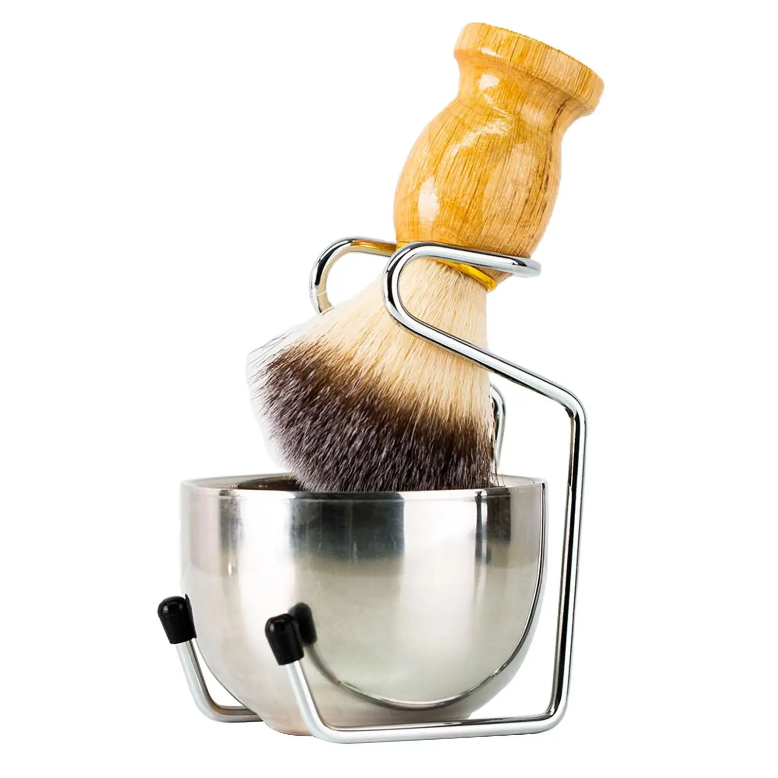 Stainless Steel Shaving Stand with Bowl and Brush, Comfortable Fashion Design Accessories Easy to Install Convenient to Use Gift