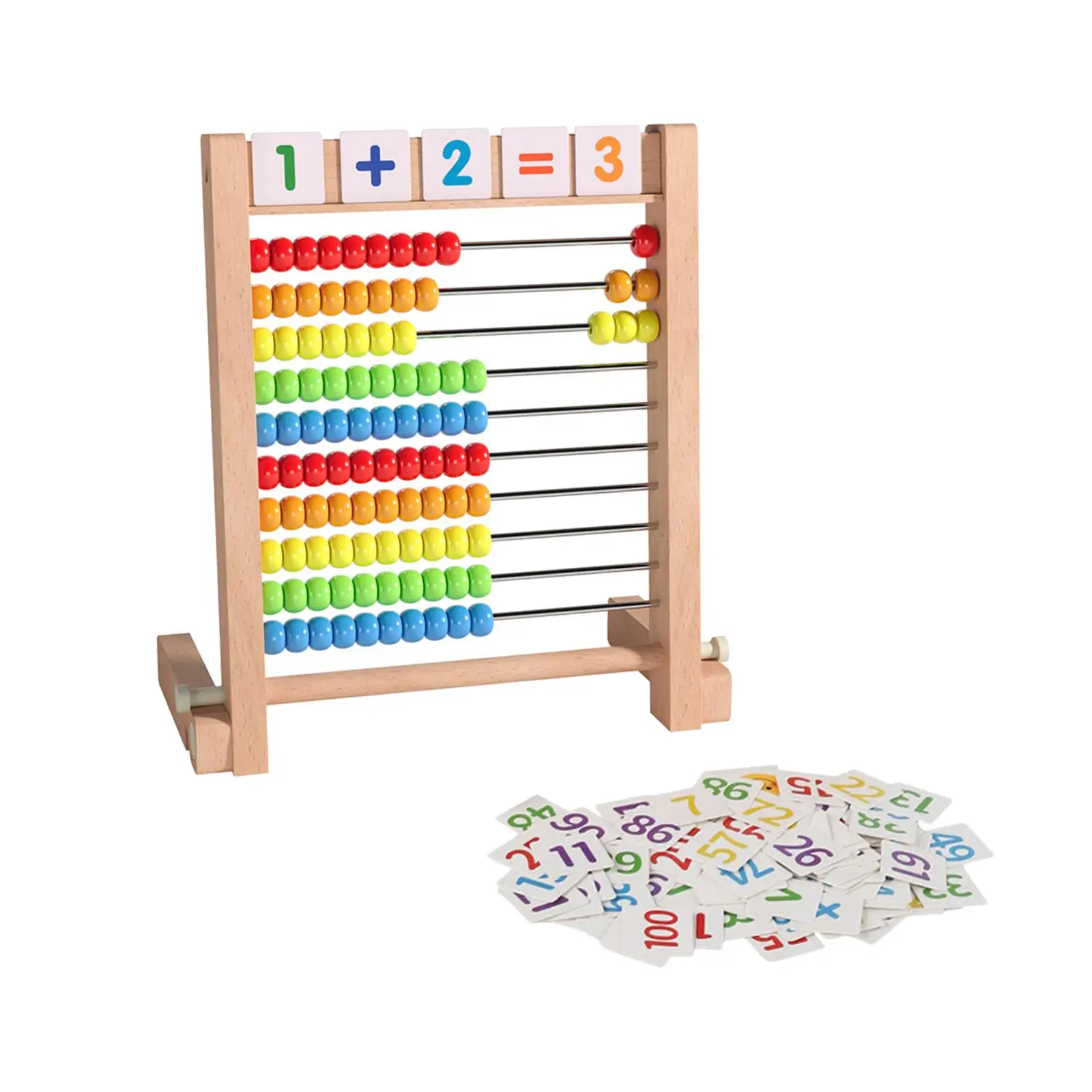 Colorful Wooden Abacus Ten Frame Set Montessori Educational Counting Toy for Children Elementary Preschool Kindergarten Learning