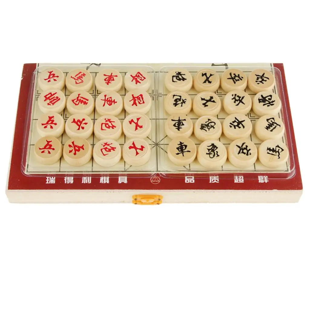 Wooden Traditional Convenient Folding Chinese Chess Set Skillful Kids Children board for learning 