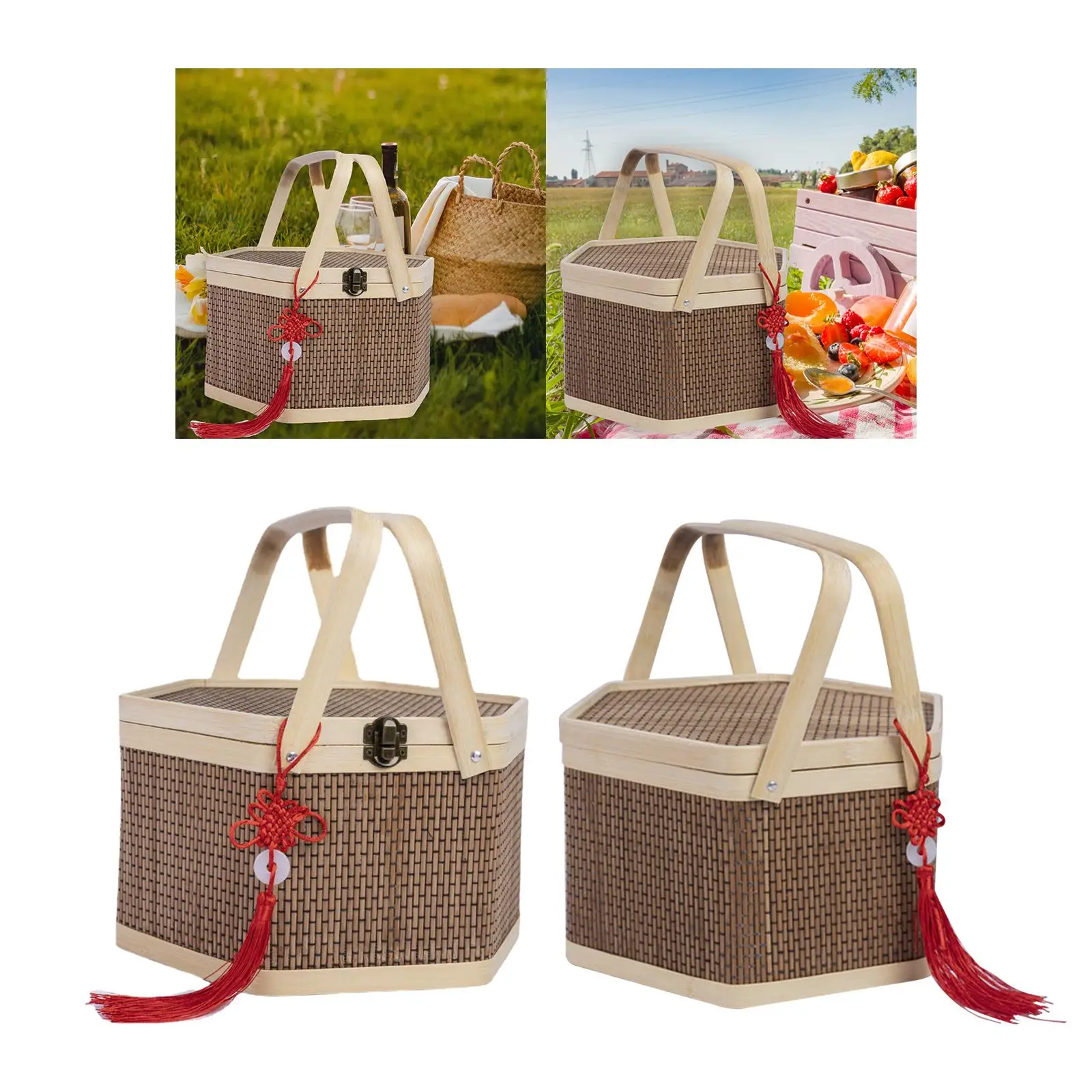 Gift Wrapping Basket Picnic Basket with Handles Organizer Basket for Pantry