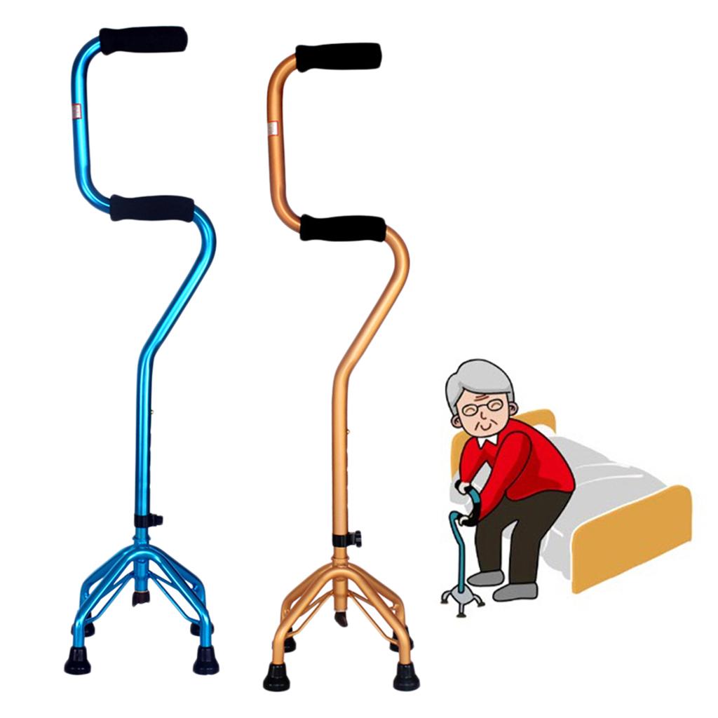 Bathroom Skid Resistance Aluminium Quad Cane Ladder Crutches Trekking Pole