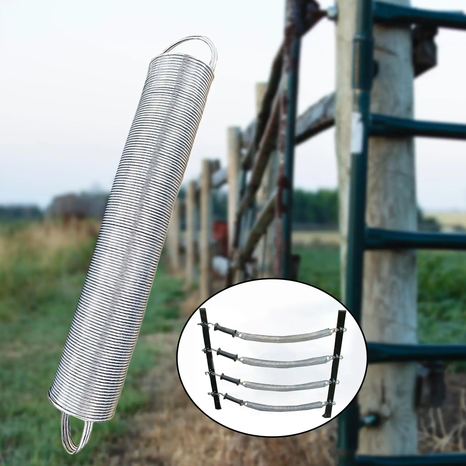 Livestock Fence Simple Installation Portable Practical Retractable Spring Gate Steel for Livestock Supplies Poultry Fencing Accs