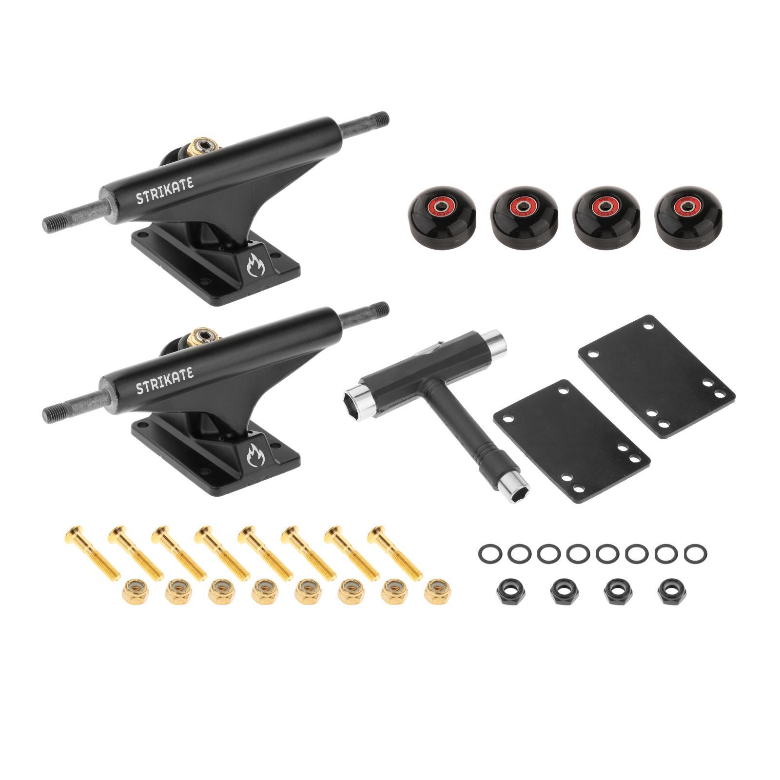 Skateboard Trucks 5.0 Wheels 52mm ABEC 11 Bearings Riser Pads Hardware Screws Bolts Tool Components Accessories