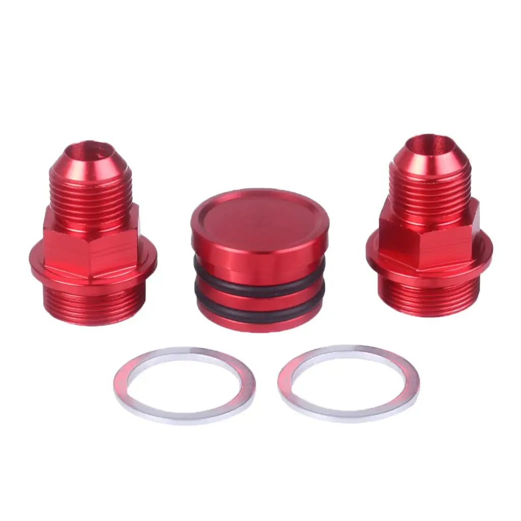 Block Breather Fittings & Plug For Honda B16 B18C Catch Can M28 10AN Red