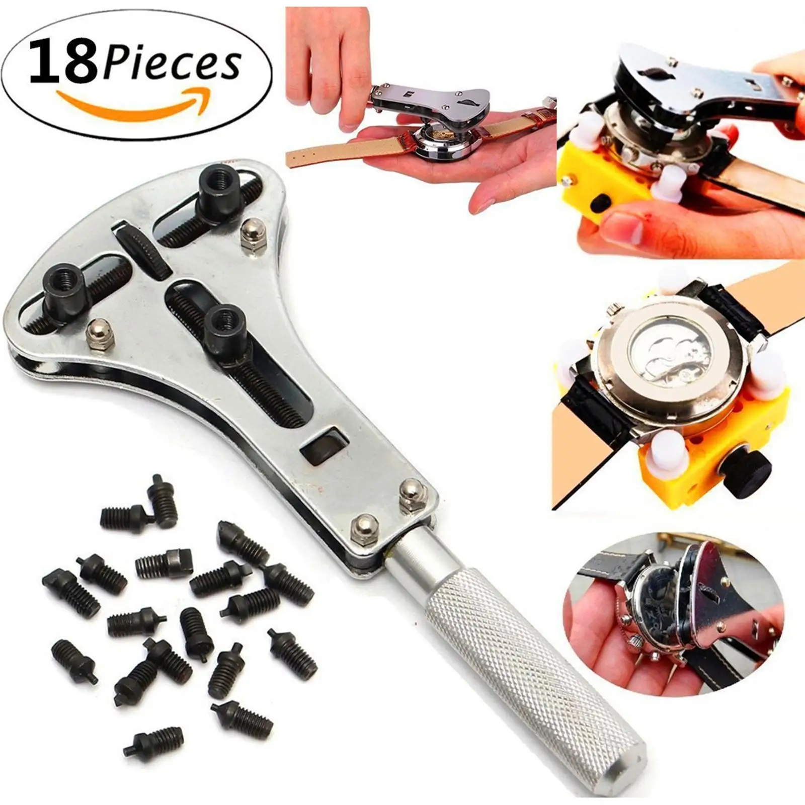 Adjustable Watch  Case Wrench Opener Remover Repair Tool with Replaceable Parts