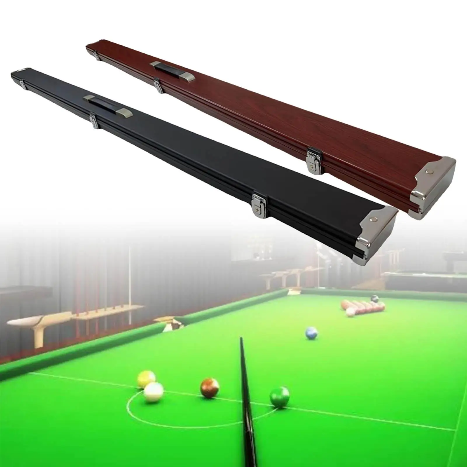 3 Slots Billiard Snooker Case Durable Aluminium Alloy with latches Black Pool