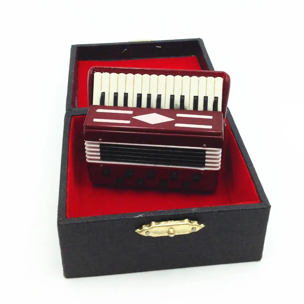 1:12 Scale Dollhouse Musical Instrument, Wooden Accordion, Dolls House Furnishings Collection Gift