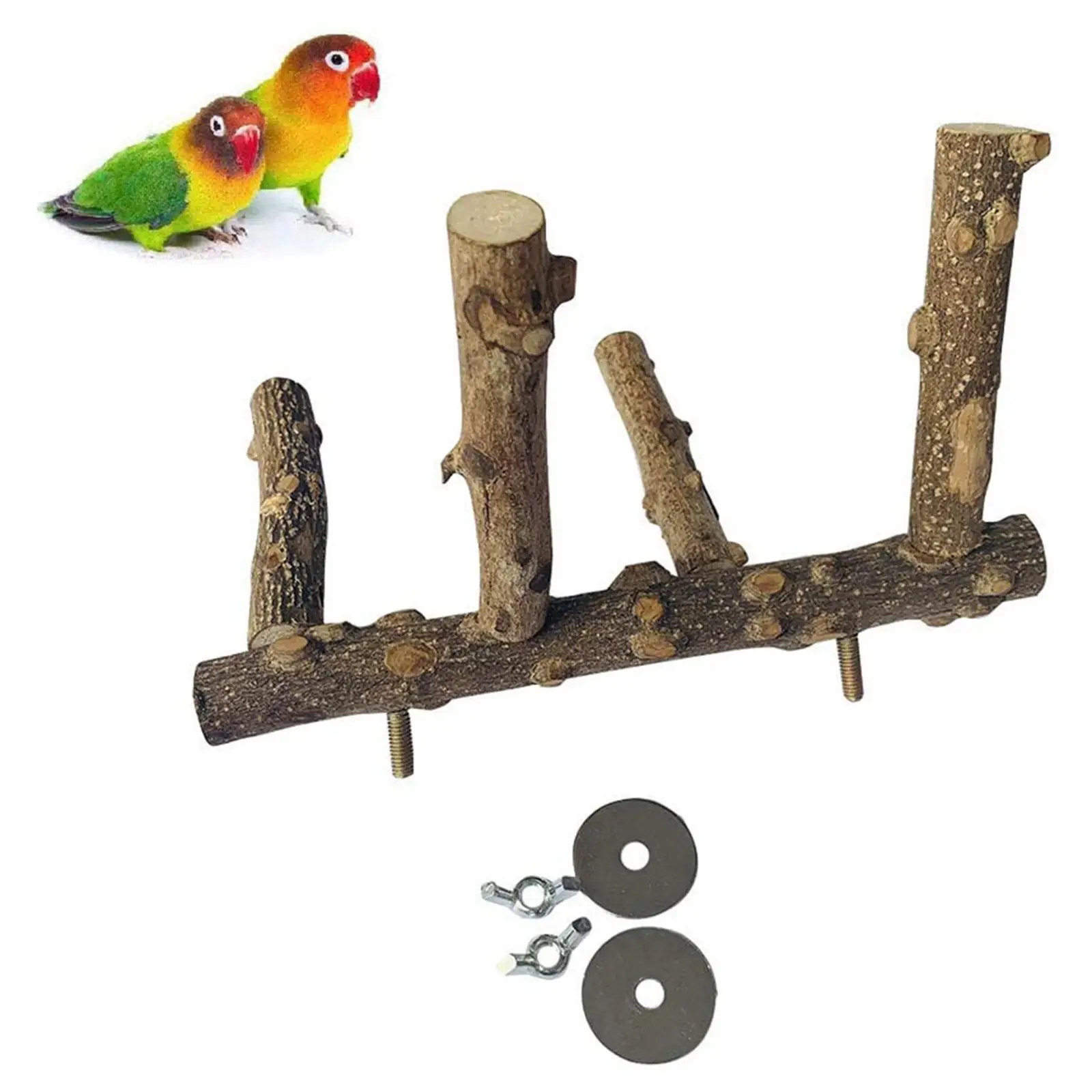 Natural Bird Perch Stand Claw Grinding Tree Branch Rack Hanging Training Toy Pet Parrot Chewing Bite Toys for Cockatiels Macaws