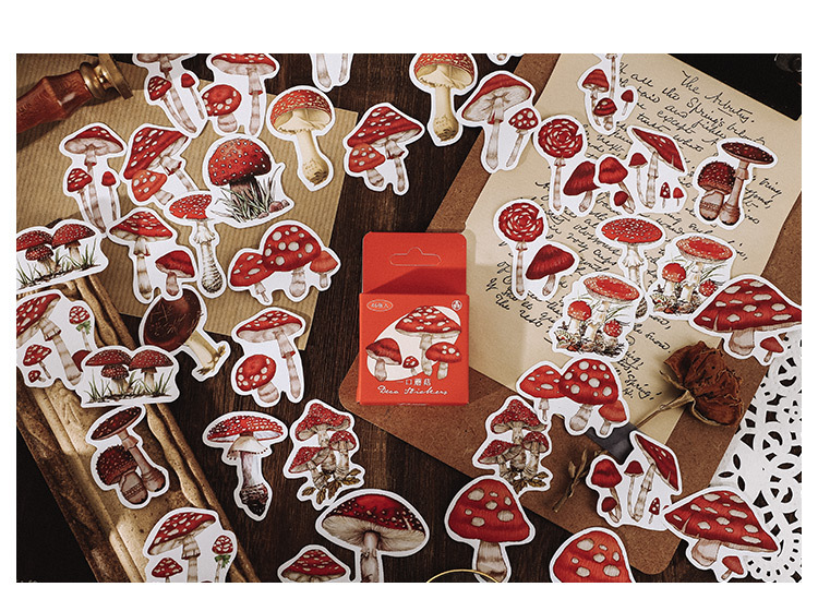 46pcs Mushroom Collection Decorative Stickers for Scrapbooking DIY Journal Label Stick Stationery Album Diary