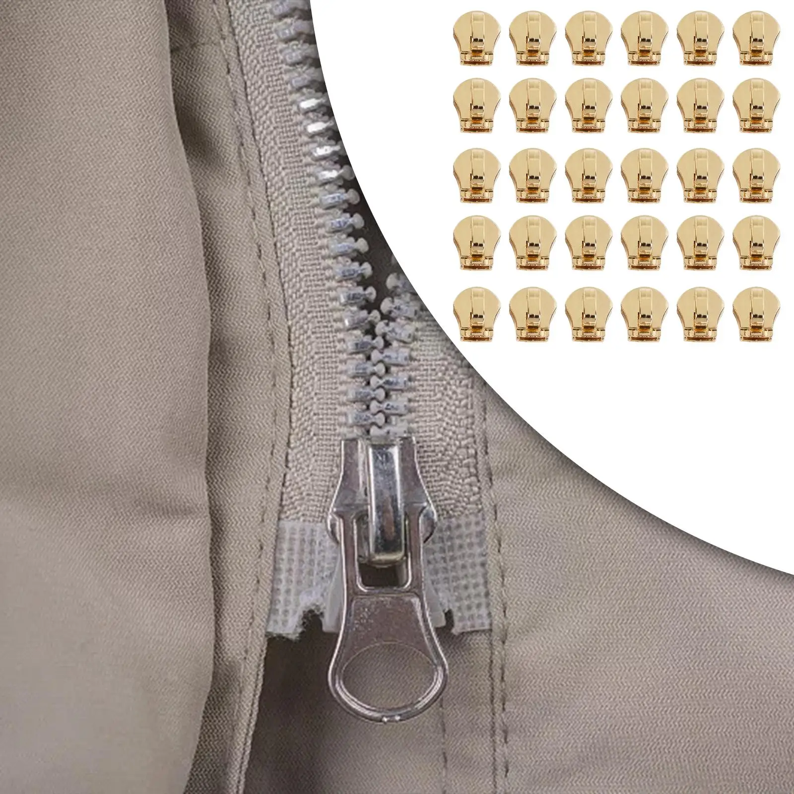30 Pack Zipper Sliders, Zip Pulls Not Included, Heavy Duty Metal Zip Slides