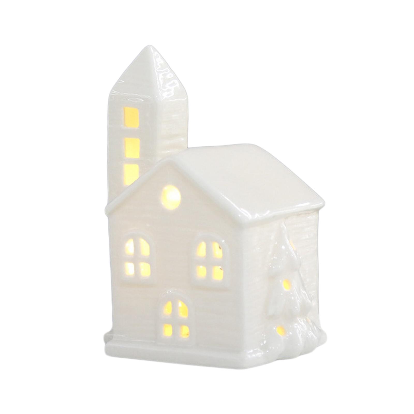 Description Picture 4 of itemLighted LED Christmas Village House Decoration Ceramic Building Figurine Statue for Shelf Table Centerpiece Desk Bedroom Party