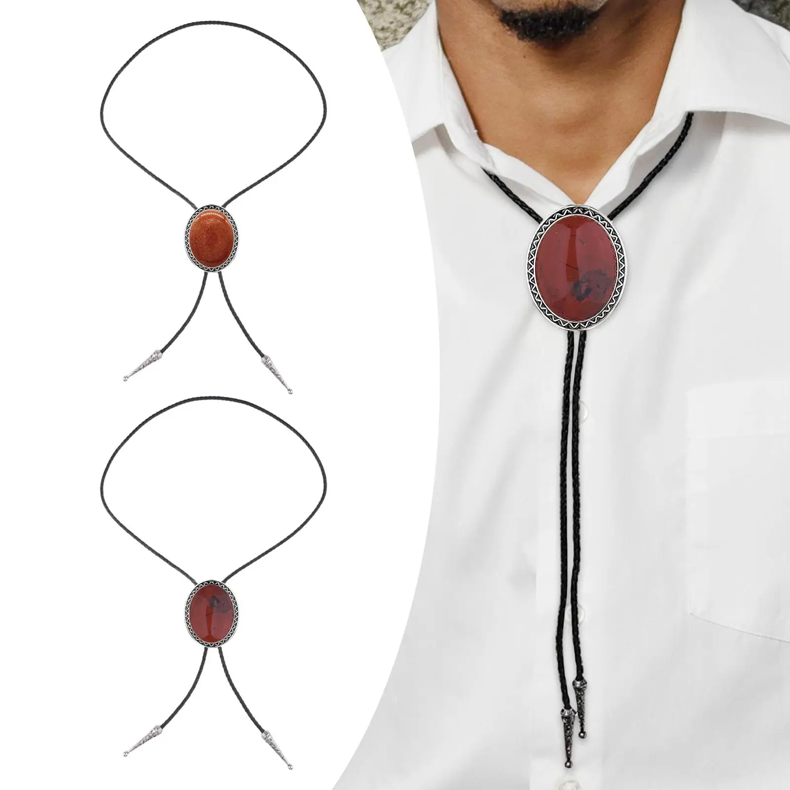 Cowboy Bolo Tie American Style Pendant Stylish Chain Vintage Style Fashion Necktie for Engagement Birthday Party Graduation Prom