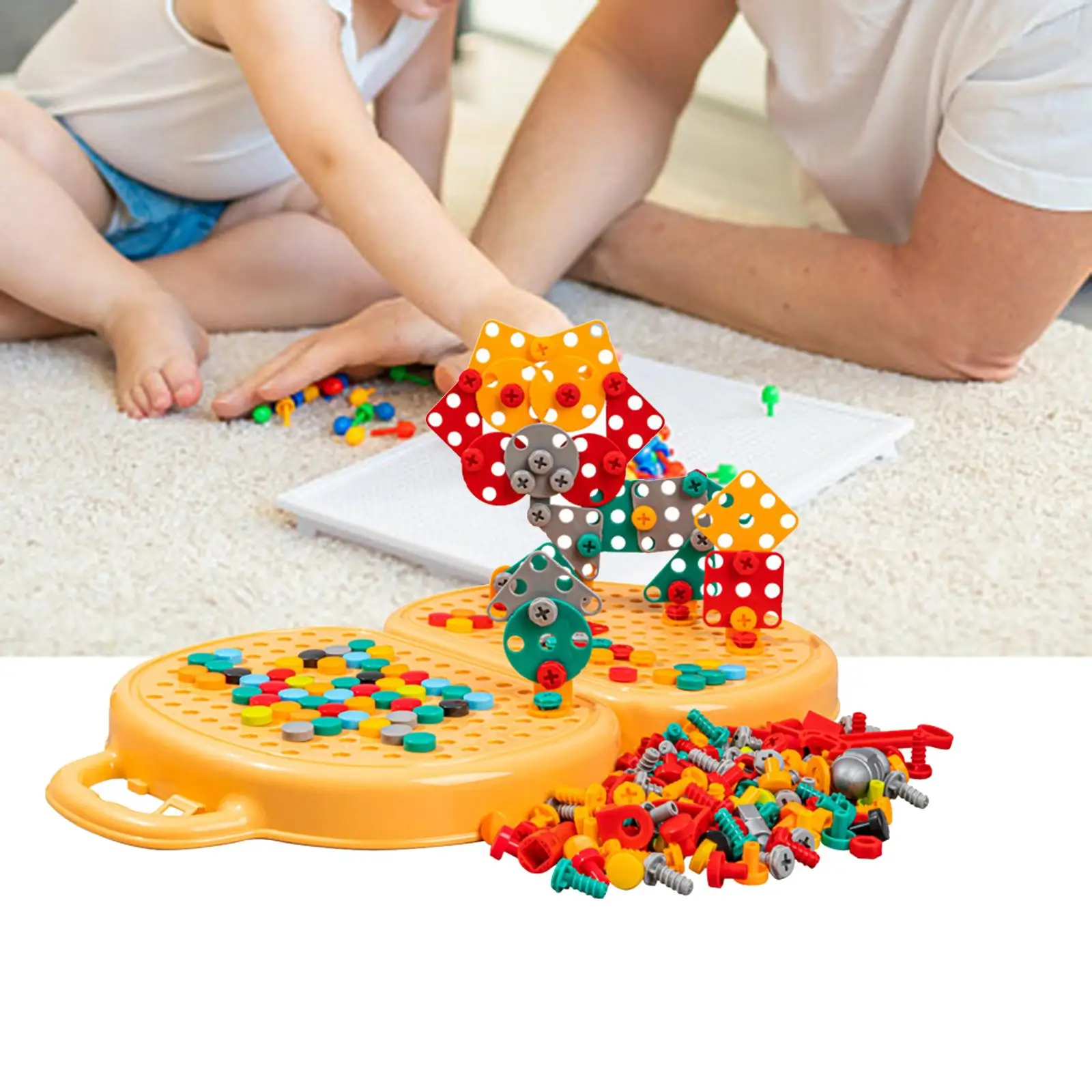 Simulation Building Toys Puzzle Toys Block Building Set Fun Activity Center DIY Assembly Screw Toy Learn Toolbox for Boys Girls