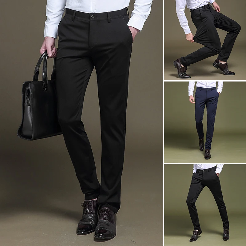 Брюки мужские повседневные, Приталенные брюки со средней талией,эластичные, не требующие глажки, для молодежи, в деловом стиле, NOV99, налето