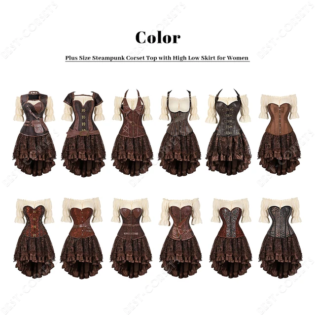 Steampunk Corset Dress Corsets Bustiers Top Sexy Gothic Vintage Victorian  Costume Modeling Strap Women (Color : 818 Black Set, Size : 4XL.) :  : Clothing, Shoes & Accessories