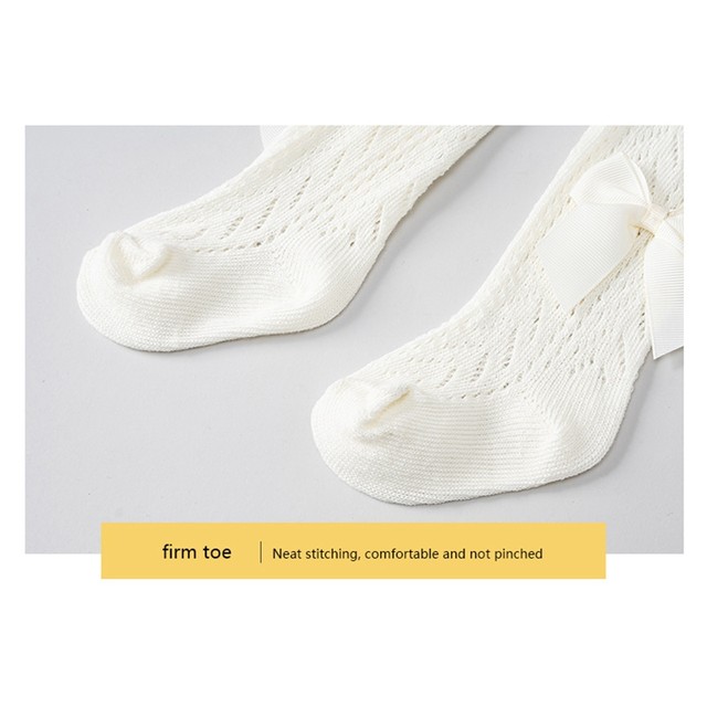 Collant Bambina In Misto Cotone - Calze Lunghe Morbide Con Fiocco, Eleganti E Traspiranti