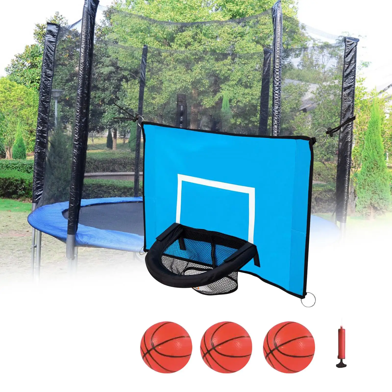 Trampolines Basketball Hoop Attachment Children Child Basketball Game with Pump and 3 Mini Basketballs Waterproof Outdoor Sports