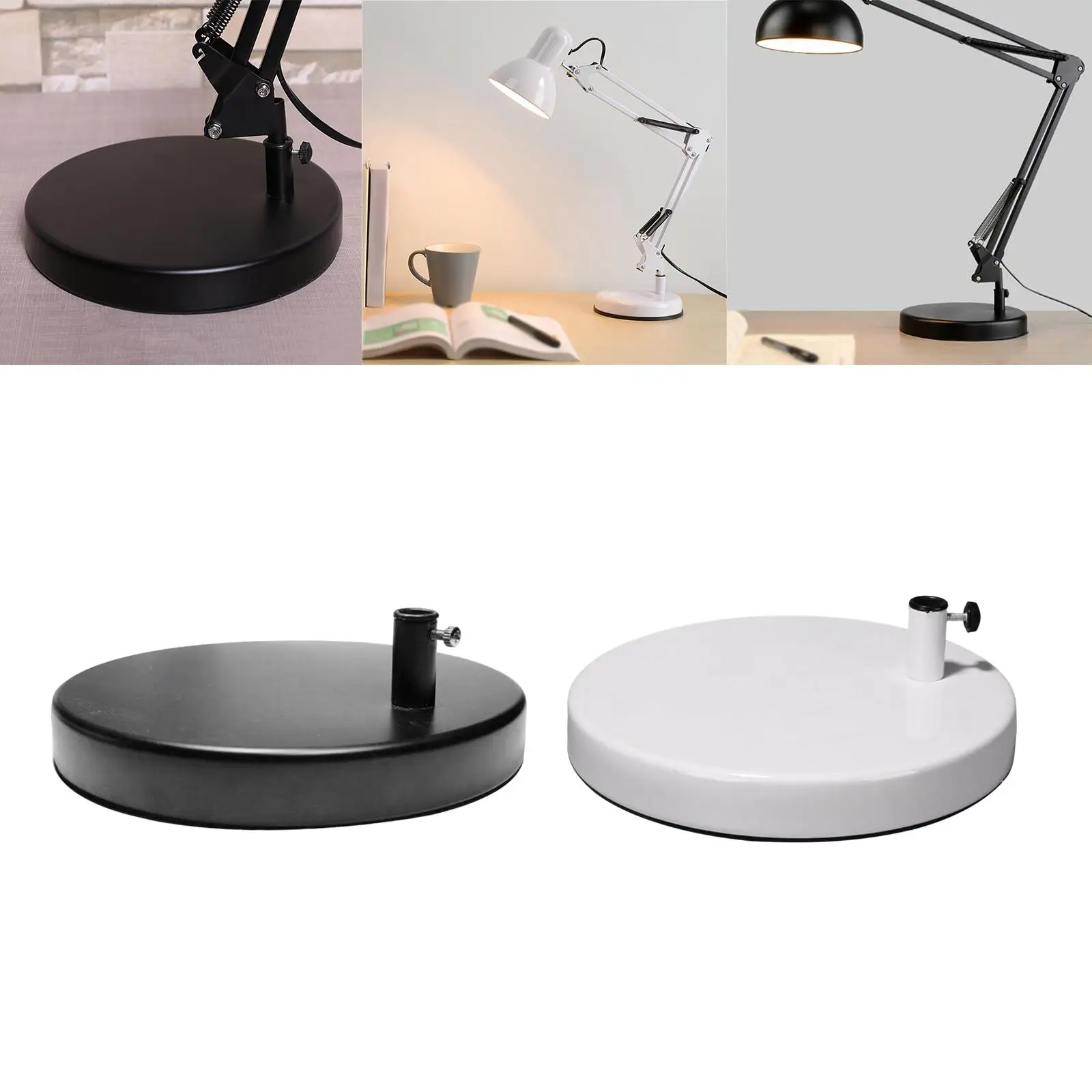 Universal Desk Lamp Base Adjustable 12mm Central Hole Metal Base for Table Lamp, Architect Swing Arm Desk Lamp