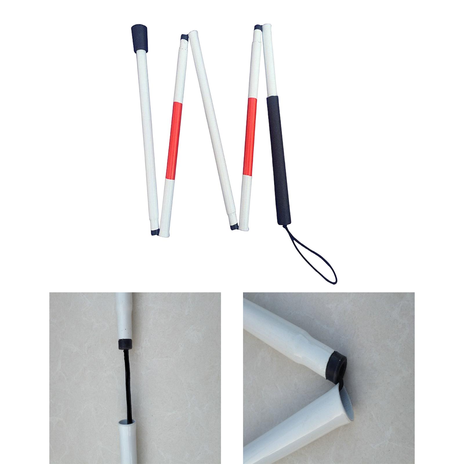 Folding Mobility Cane with Wrist Strap Red and White for Visually Impaired