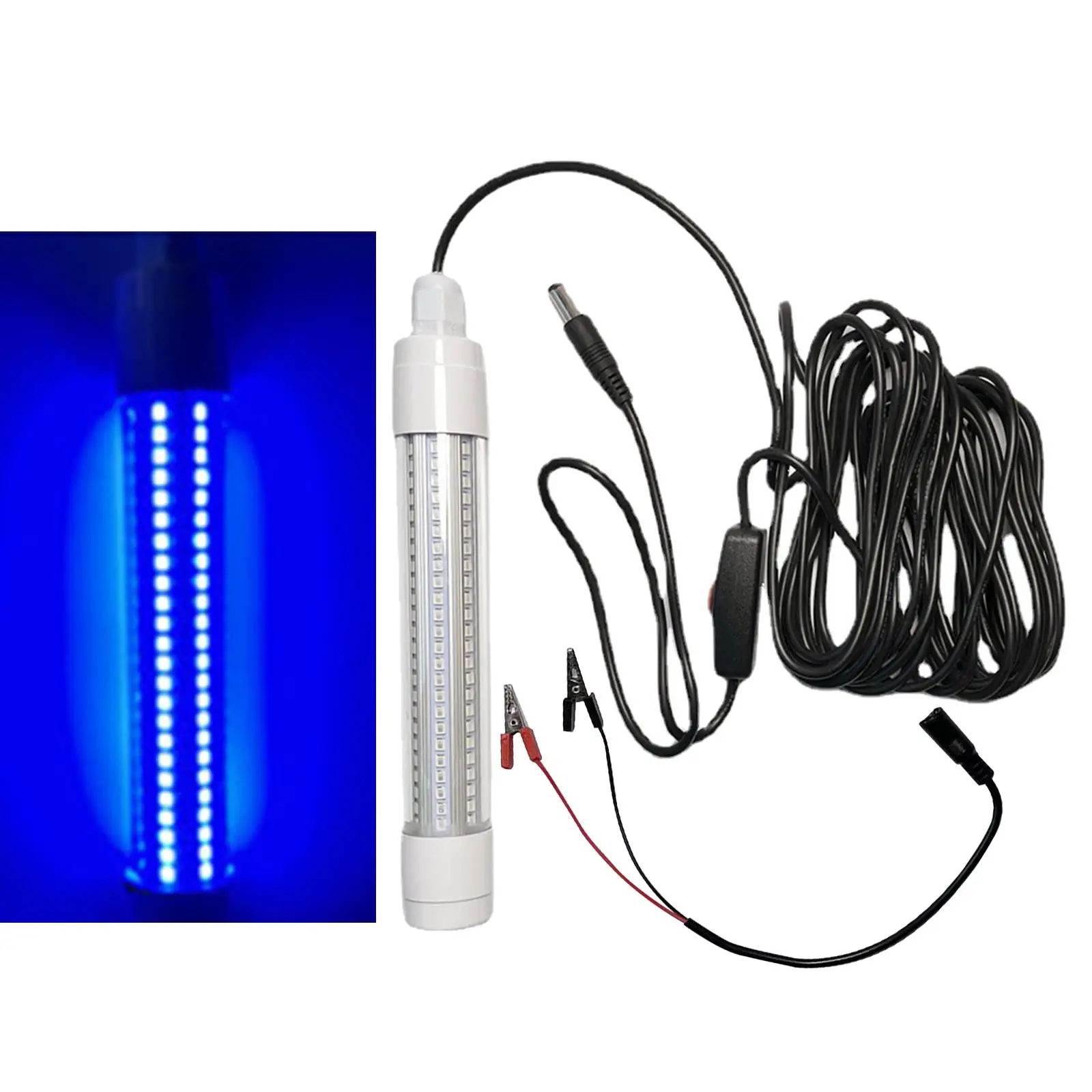 Underwater Underwater Fishing Light Submersible 126 LEDs Finder for Freshwater & Saltwater Squid with Battery Clip &Power Cord