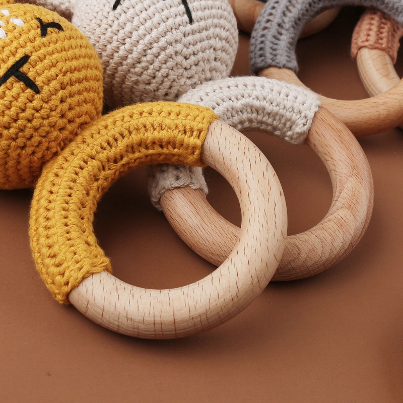 Title 4, 1Pc Baby Wooden Teether Crochet Rattle Toy BPA ...