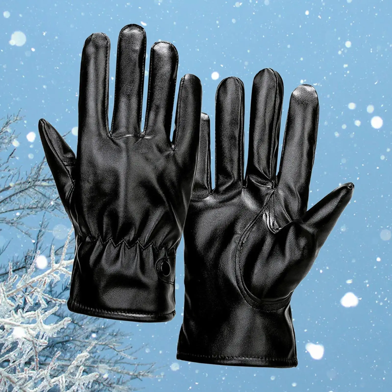 Winter Gloves Men PU Leather Driving Gloves Elegant Comfortable Multipurpose for Driving, Motorcycle, Cycling