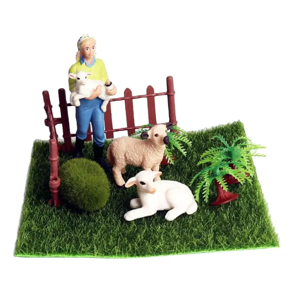 Mini Realistic Sheep Statue Simulation Model Farm Miniature Landscape DIY Ornament Decoration Garden Dollhouse Accessories