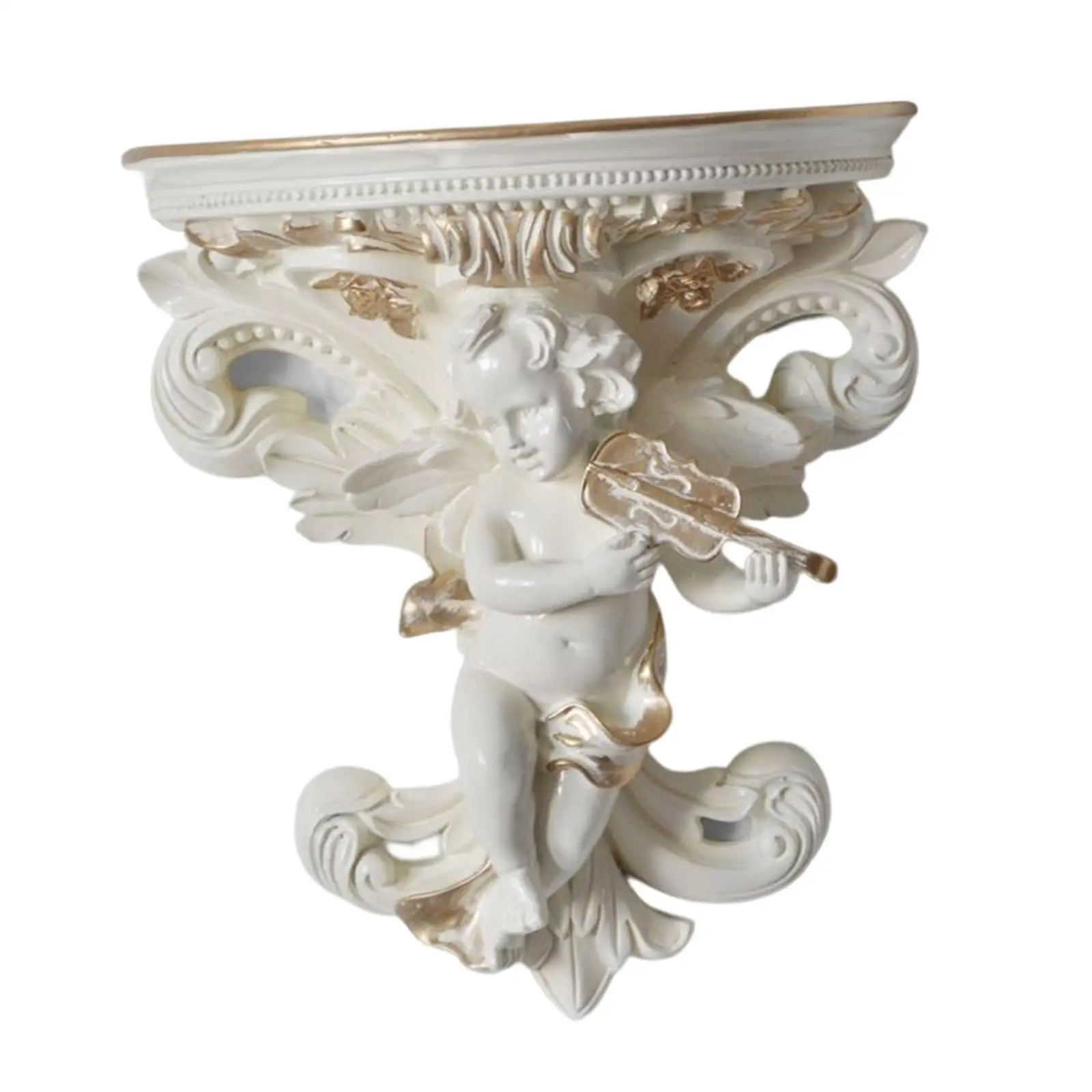 Decorative Wall Floating Shelf Angel Statue Wall Mount Display Resin Holder Craft Artwork for Office Home wall Decoration